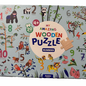 Amazing Wooden Puzzle Numbers 1-10 Kids Book Poster Box 20 Pieces Preschooler